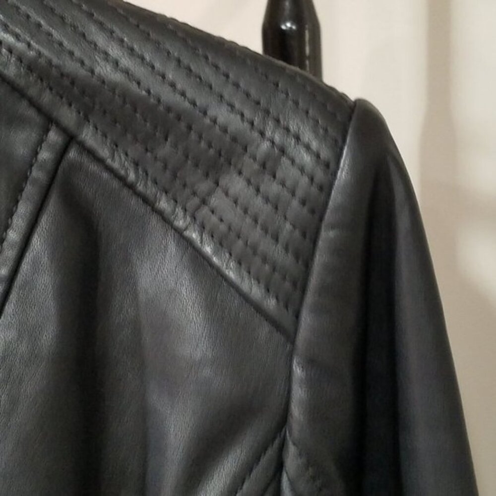 Bernardo Black Leather Biker Jacket Women's M -BRAND NEW with TAGS - Picture 6 of 16